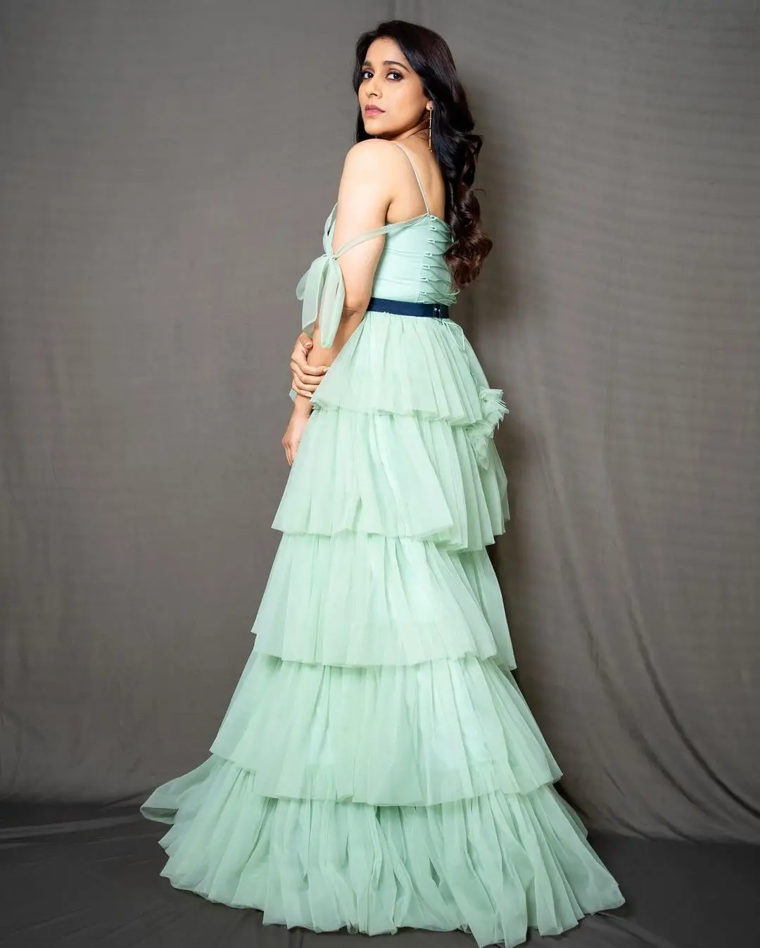 Rashmi Gautam In Sleeveless Green Gown